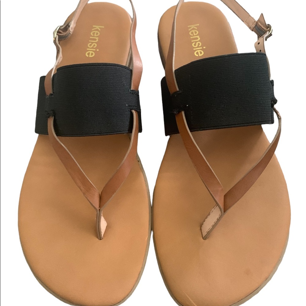 kensie Slingback Sandal Women’s Tan with Black Strap Sz 9